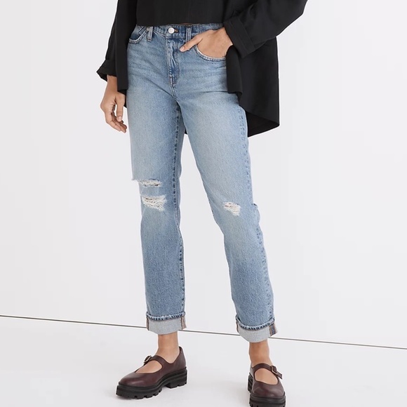 Madewell Denim - The High-Rise Slim Boyjean in Birchwood Wash - NWT